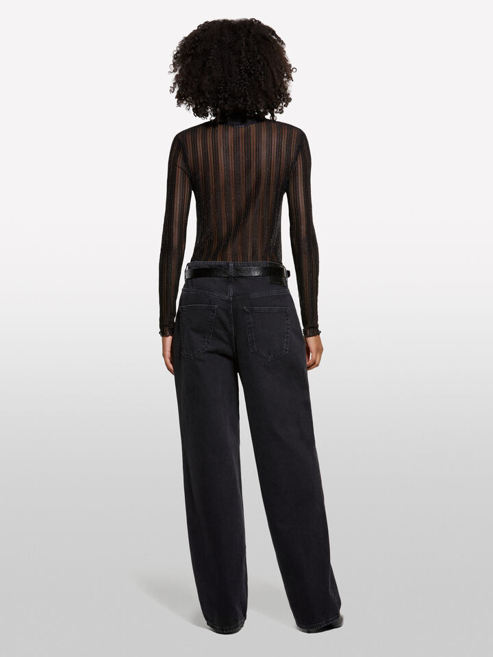 Μπλούζα διαφανής μαύρη - μπλουζάκια μακρυμάνικα γυναικεία - Μαυρο | Sisley image number 2